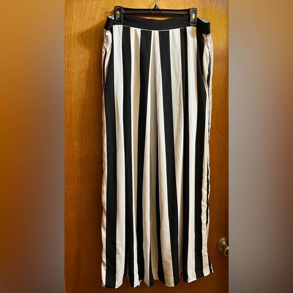 Forever 21 Black and White Pleated Maxi Skirt